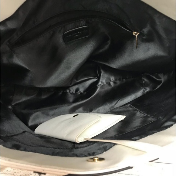 MAISON DU SAC PARIS BLACK TRIM WHITE TOTE BAG - Picture 7 of 8